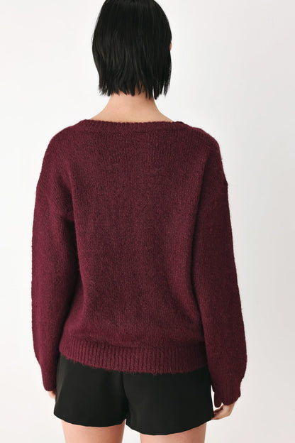 Fireside Charm Cinched Neck Sweater