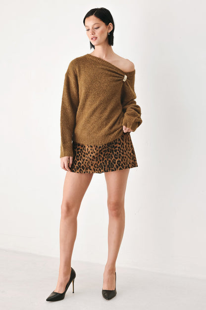 Fireside Charm Cinched Neck Sweater
