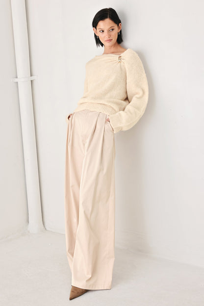 Fireside Charm Cinched Neck Sweater