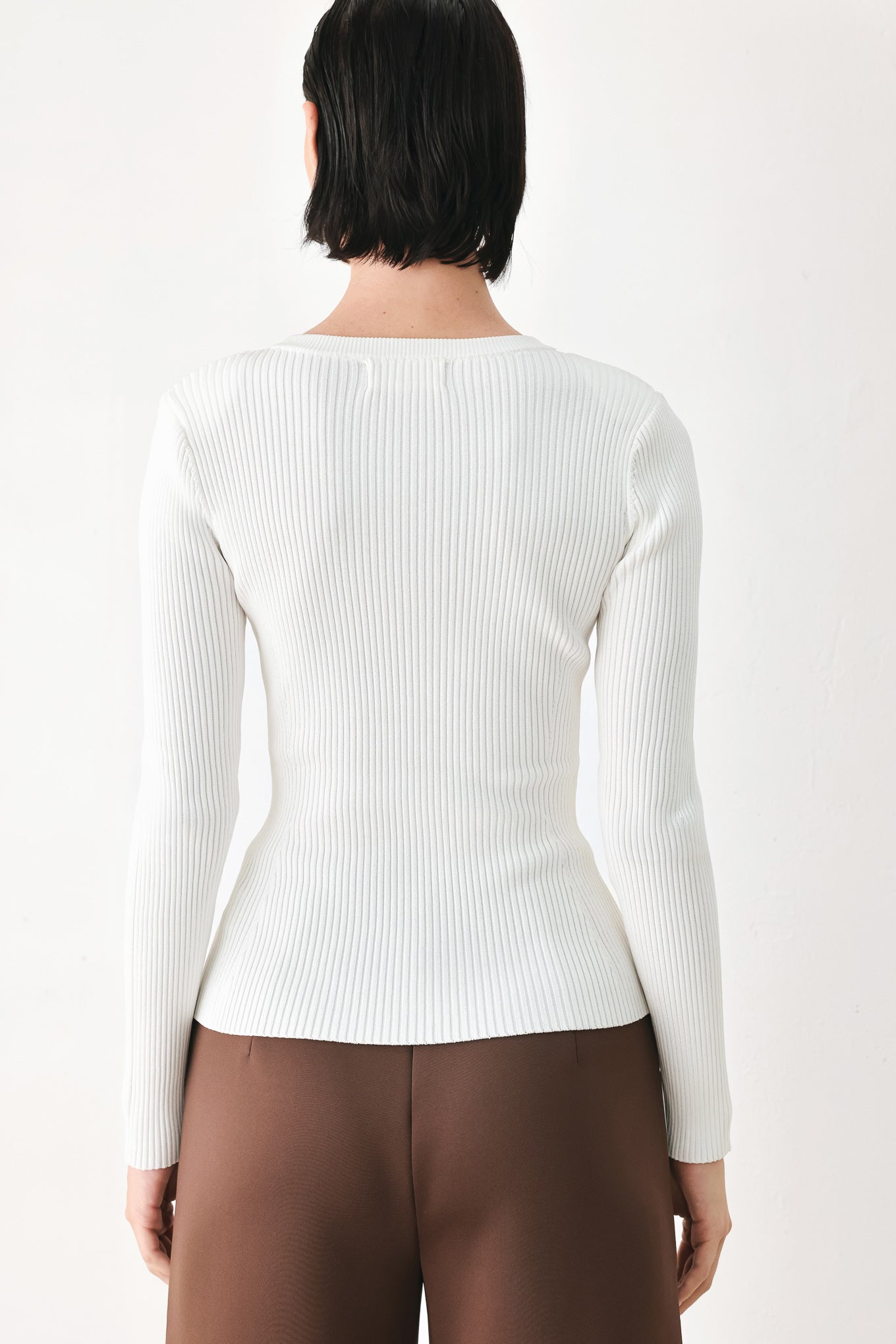 Soft Cream Classic Rib Sweater Top