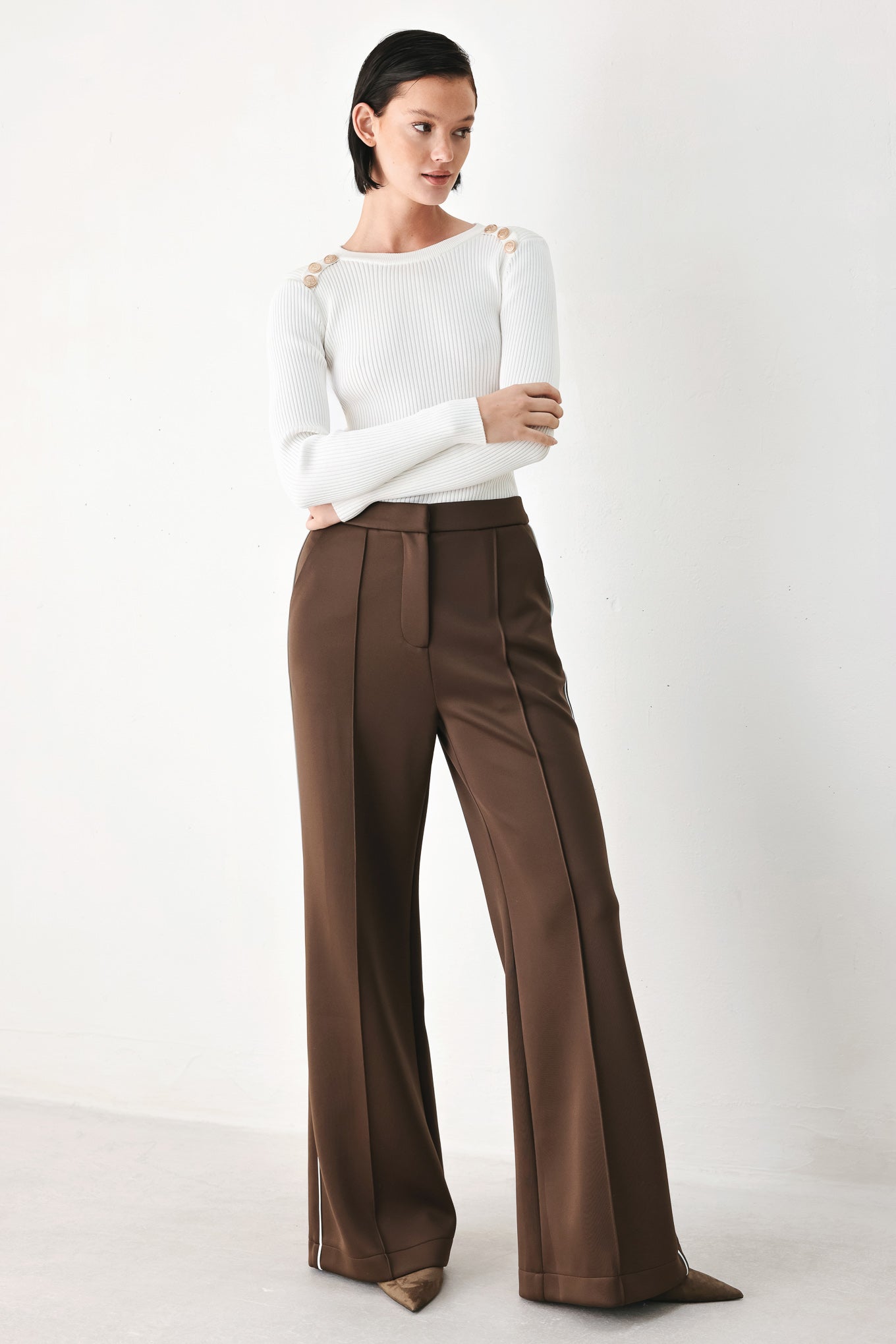Soft Cream Classic Rib Sweater Top