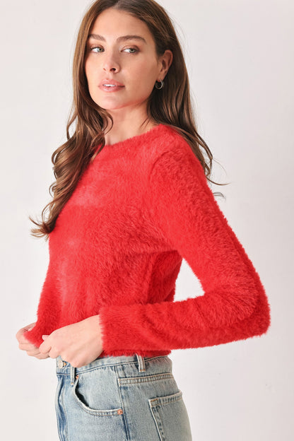 Color Pop Fuzzy Sweater Top
