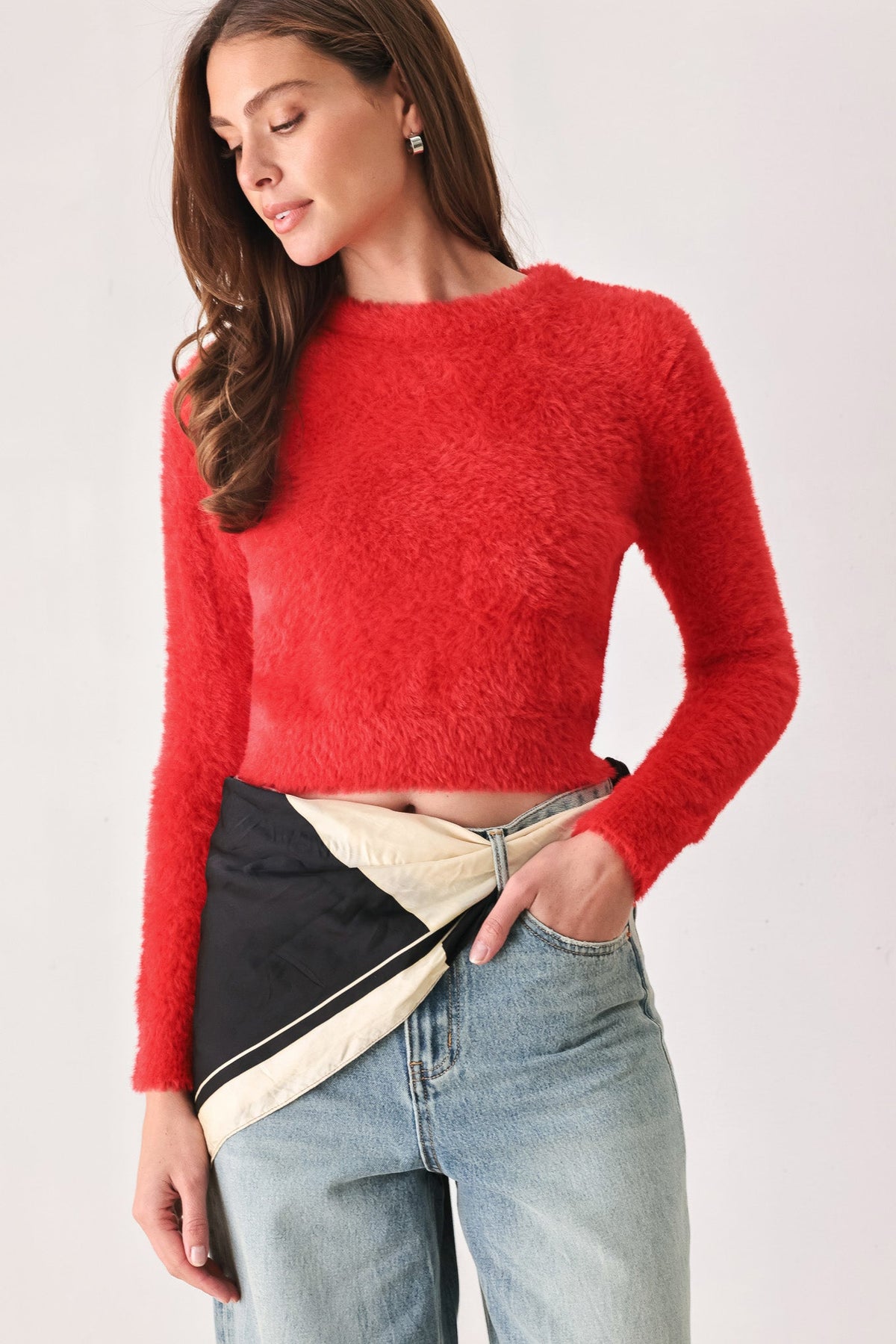 Color Pop Fuzzy Sweater Top