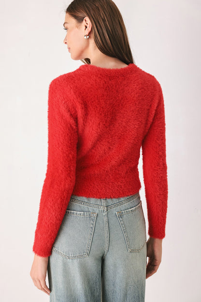 Color Pop Fuzzy Sweater Top