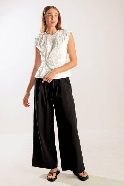 Hidden Smiles White Woven Lace Top