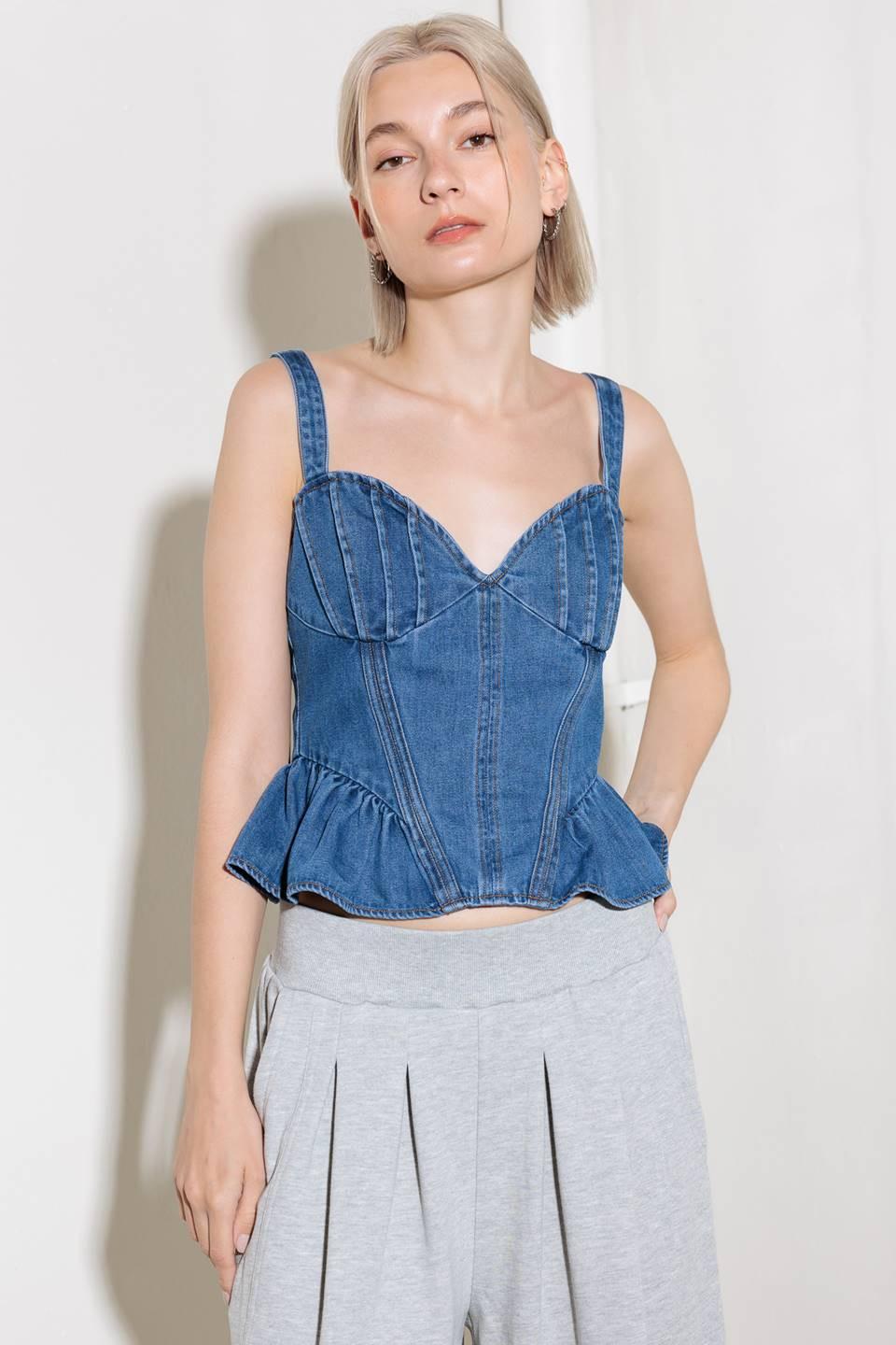Whisper Softly Blue Denim Top