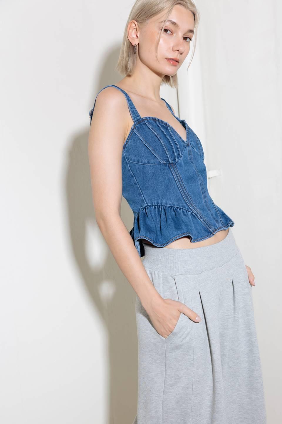 Whisper Softly Blue Denim Top
