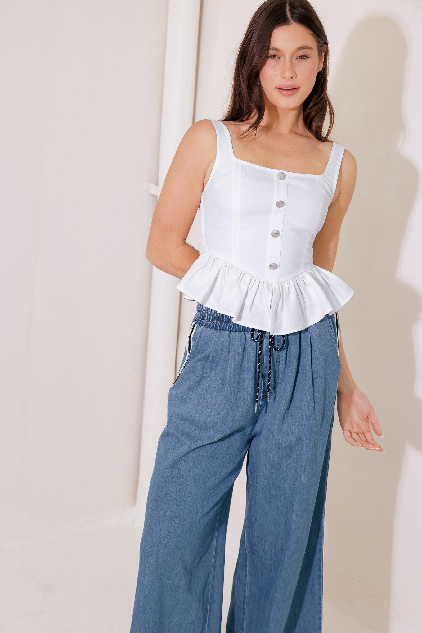 In This Moment White Woven Top