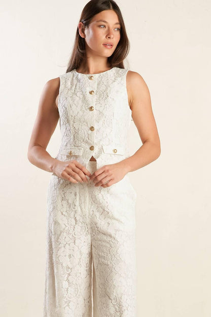 Think Later Woven Lace Vest