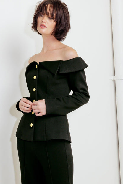 Modern Flow Black Woven Top