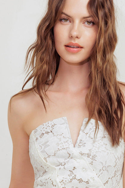 Chantilly Flair Woven Lace Tube Top