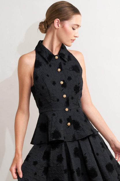 Noir Blooming Romance Woven Top