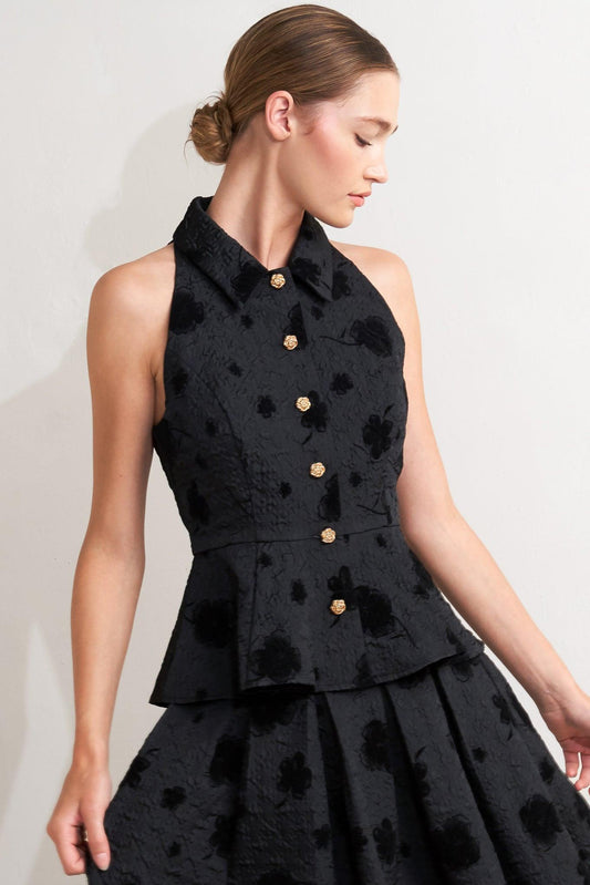 Noir Blooming Romance Woven Top
