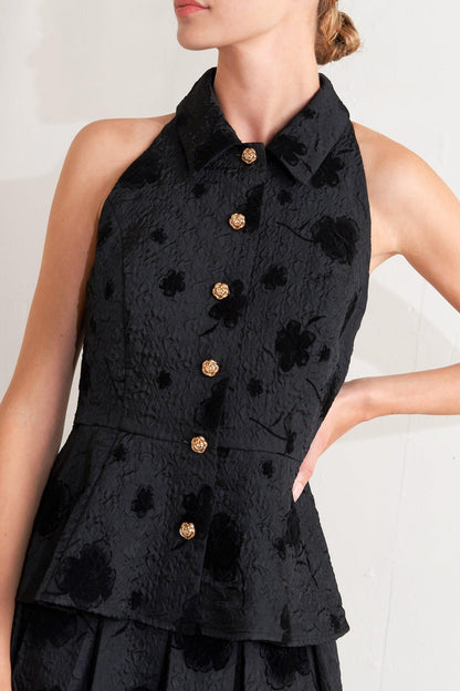 Noir Blooming Romance Woven Top