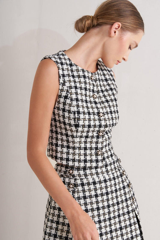 Mona Check Tweed Vest