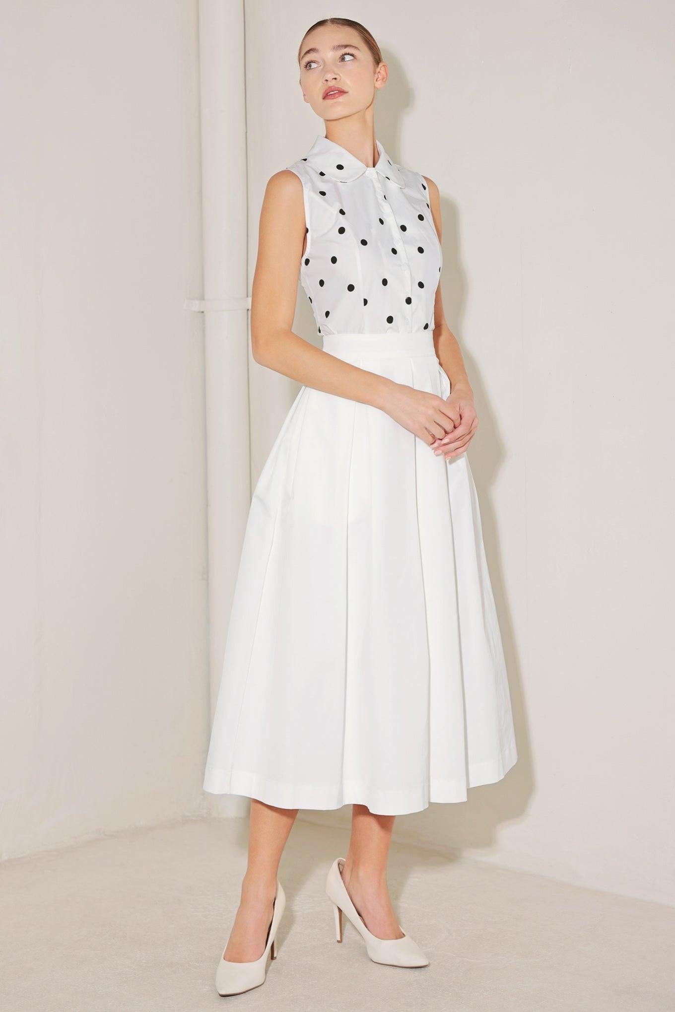 Café Noir Polka Woven Top