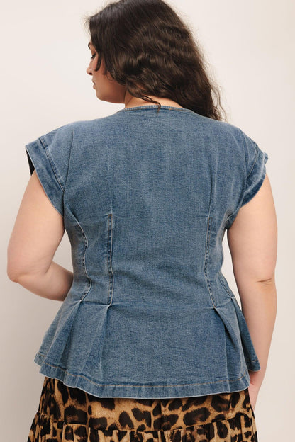 No Second Thought Washed Denim Top