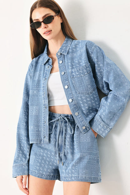 Vintage Bandana Denim Jacket