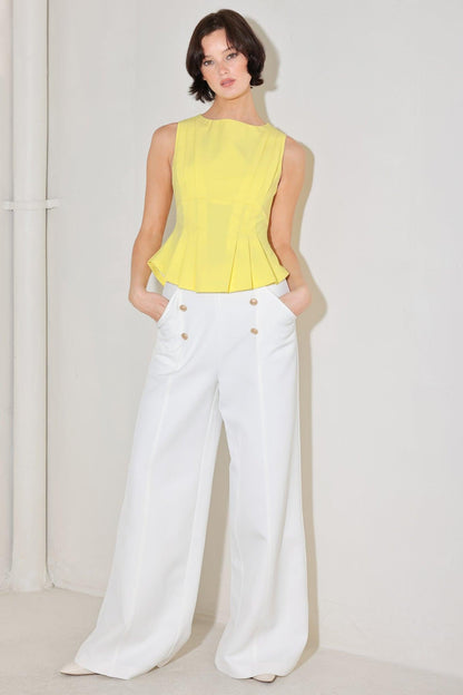 Modern Shape Yellow Woven Top