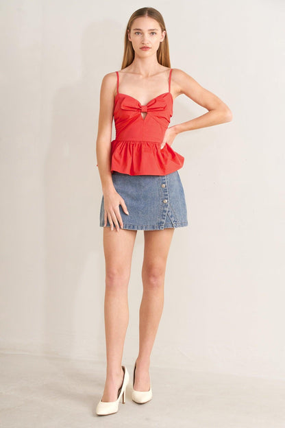 Sunset Bow Red Woven Top