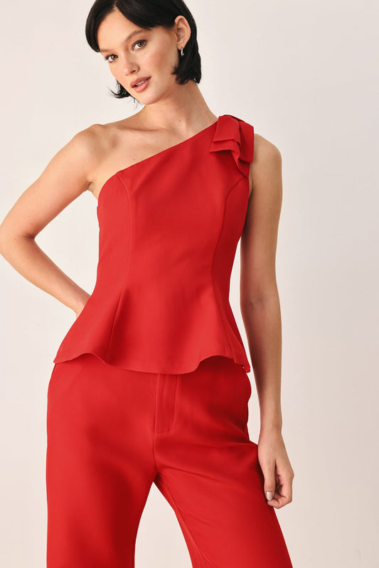 Make an Entrance One Shoulder Peplum Top