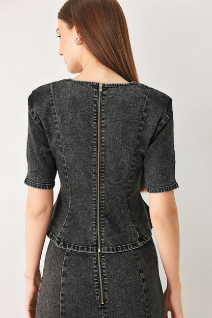 Stonewashed Denim Top