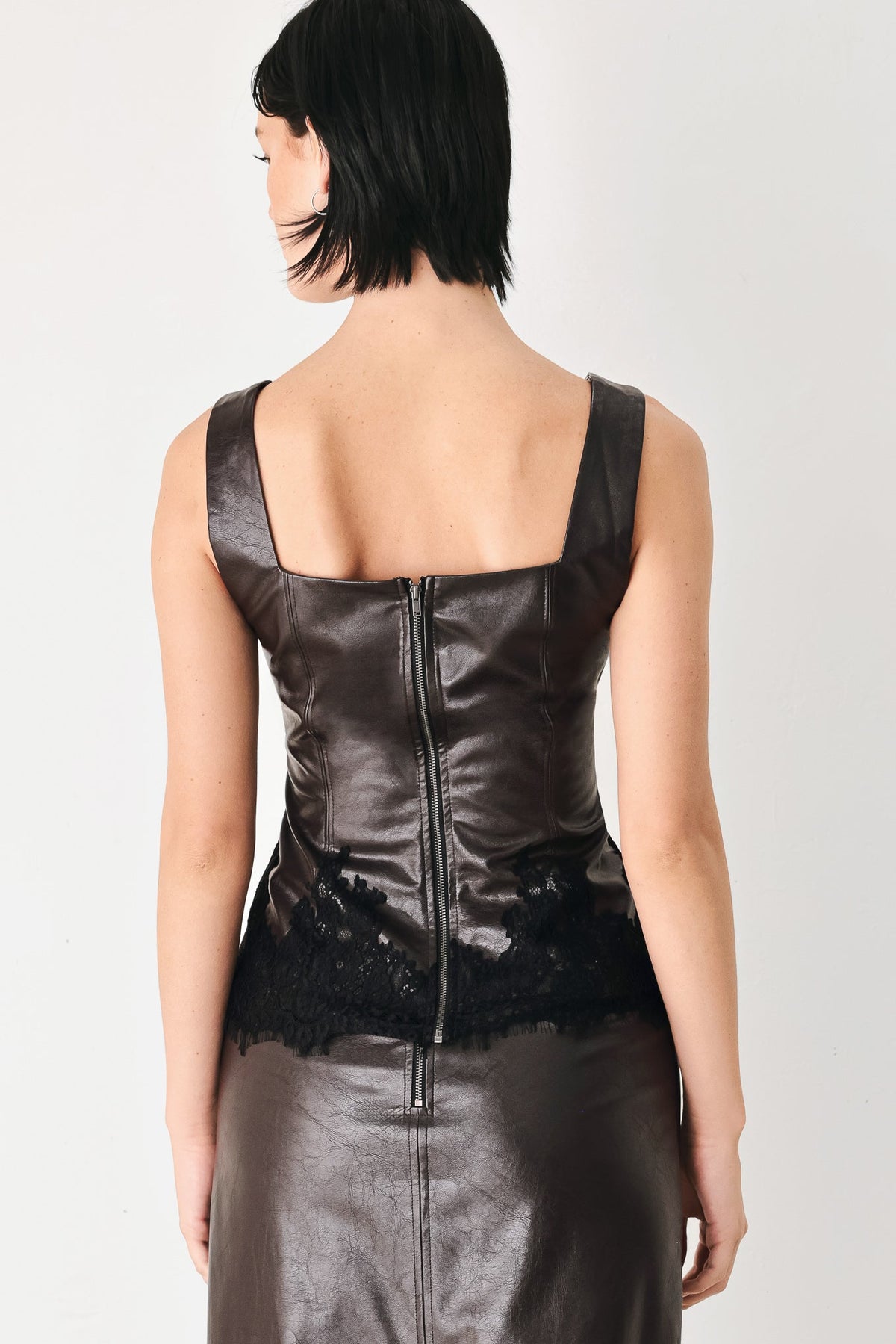 Lace After Dark Sweetheart Faux Leather Top