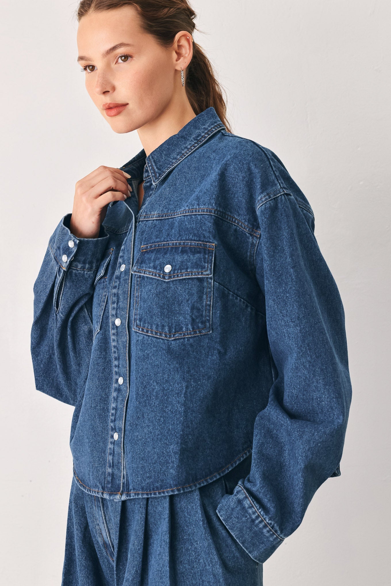 Blue Echo Pleated Denim Jacket – Zulily