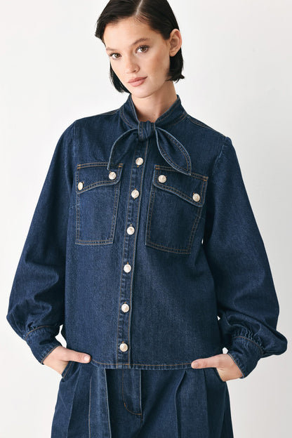 Deep Indigo Modern Muse Denim Top