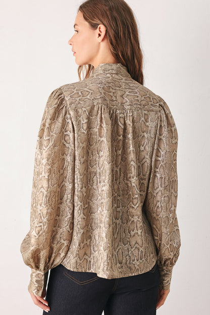Serpentine Taupe Snakeskin Woven Top