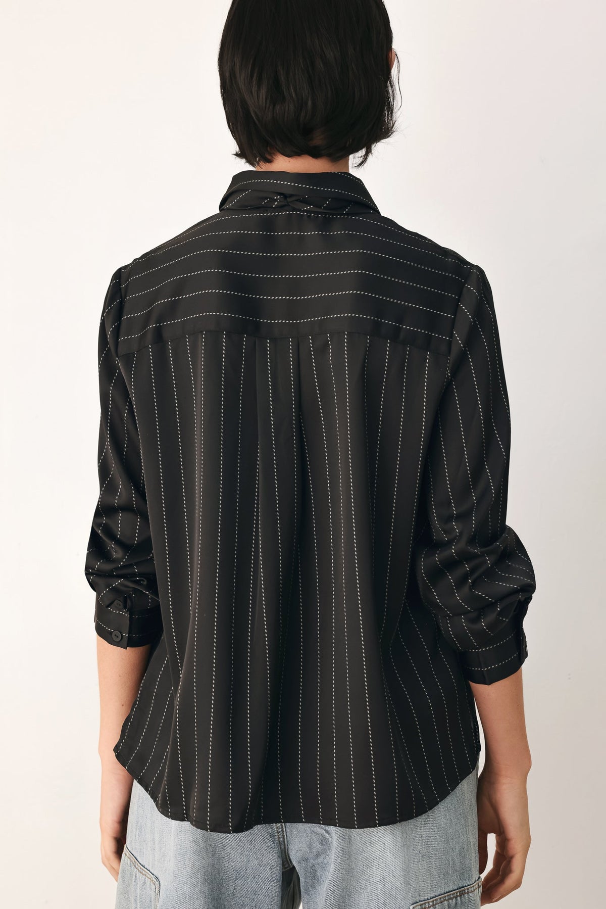City After Dark Tie Front Striped Top