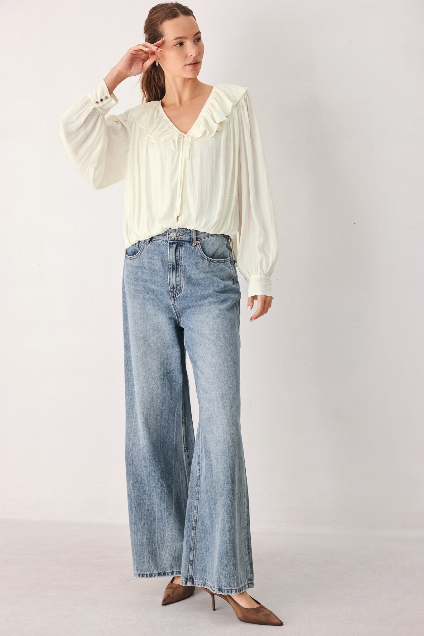 Cloudrift Ivory Woven Top
