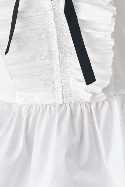 Amelie Pleated Ruffle V-neck Woven Top