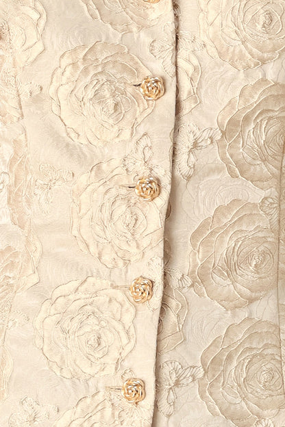 Golden Portrait Gold Textured Puff-sleeve Peplum Top