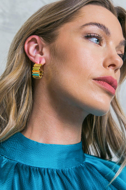 Dip Ribbed Stud Earrings