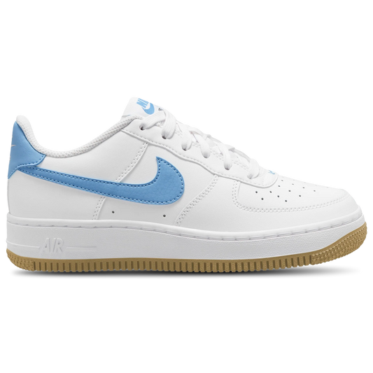 Nike Grade School Air Force 1 Low - White/Gum Brown/Blue Beyond