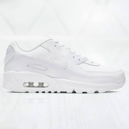 Nike Air Max 90 LTR Big Kids' (GS) Sneakers — White/Metallic Silver Leather Low-Top