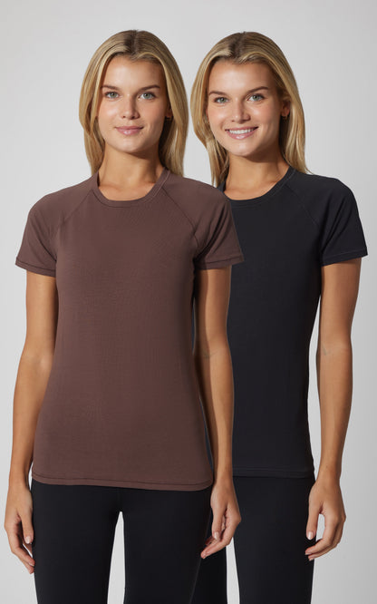 2 PK Vintage Cotton Crew Neck Short Sleeve Top