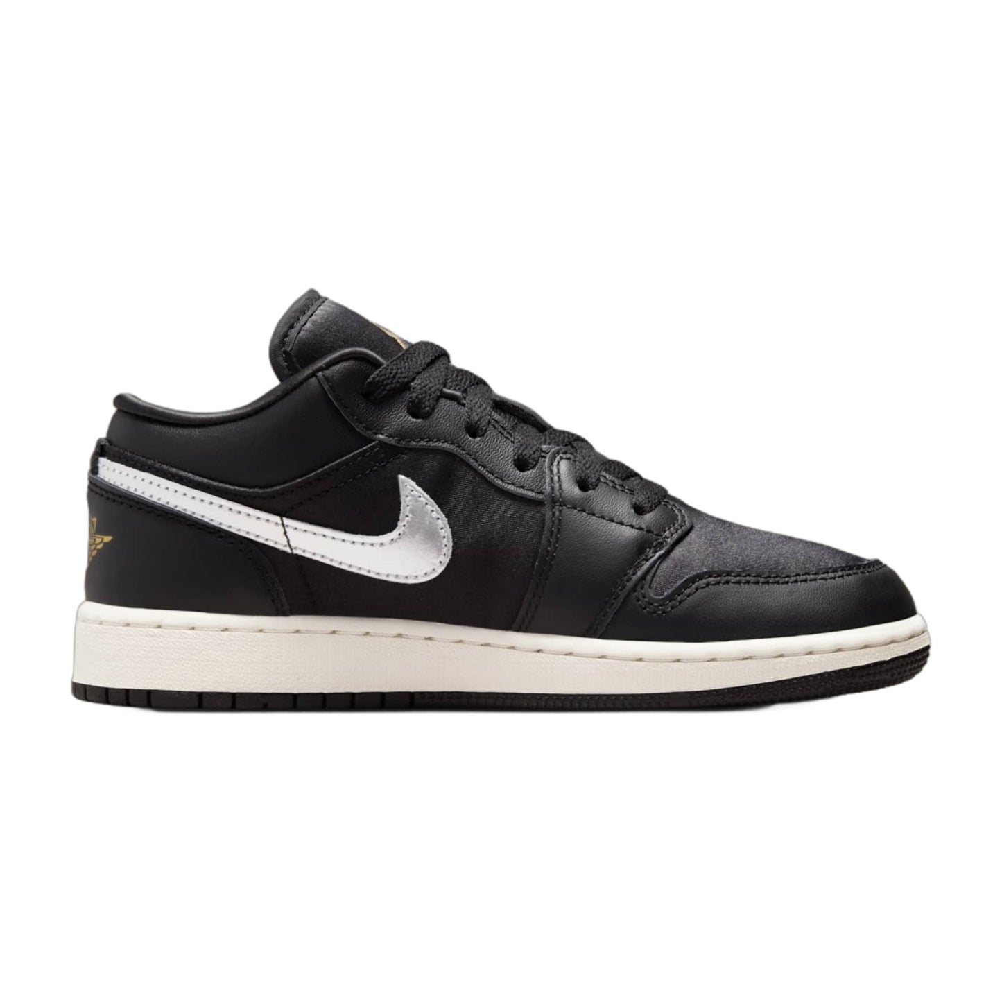Air Jordan Grade School Retro 1 Low Se 'Black Silver Sail Gold' Gs Sneakers