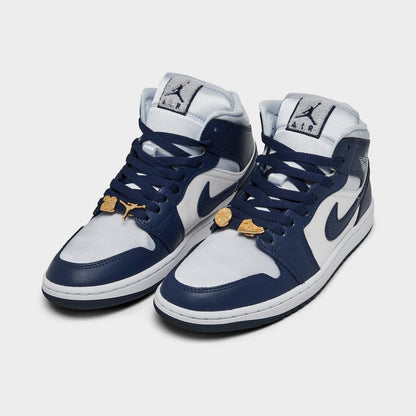 [fz8777-044] Womens Air Jordan Retro 1 Mid 'football Grey White Midnight Navy'