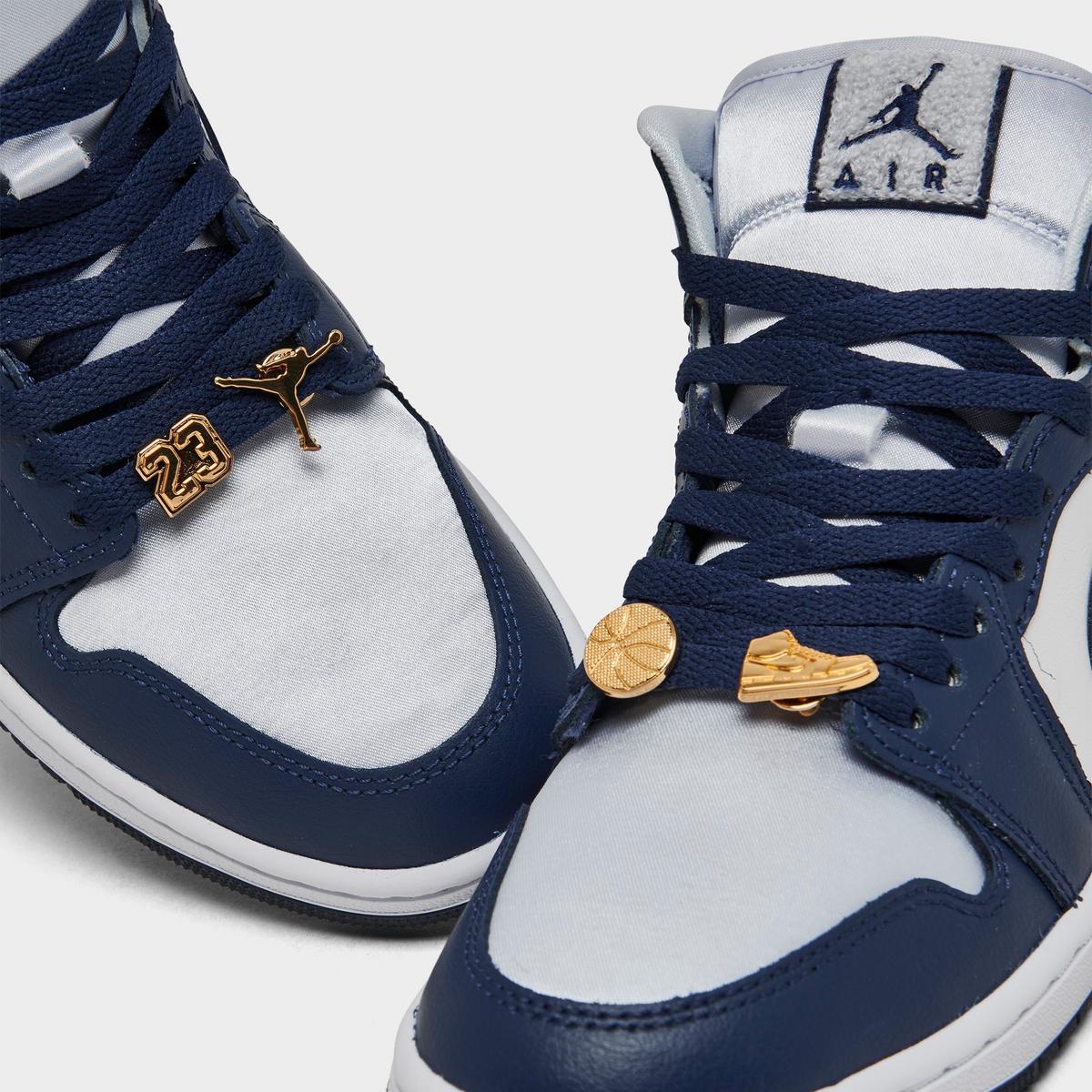 [fz8777-044] Womens Air Jordan Retro 1 Mid 'football Grey White Midnight Navy'