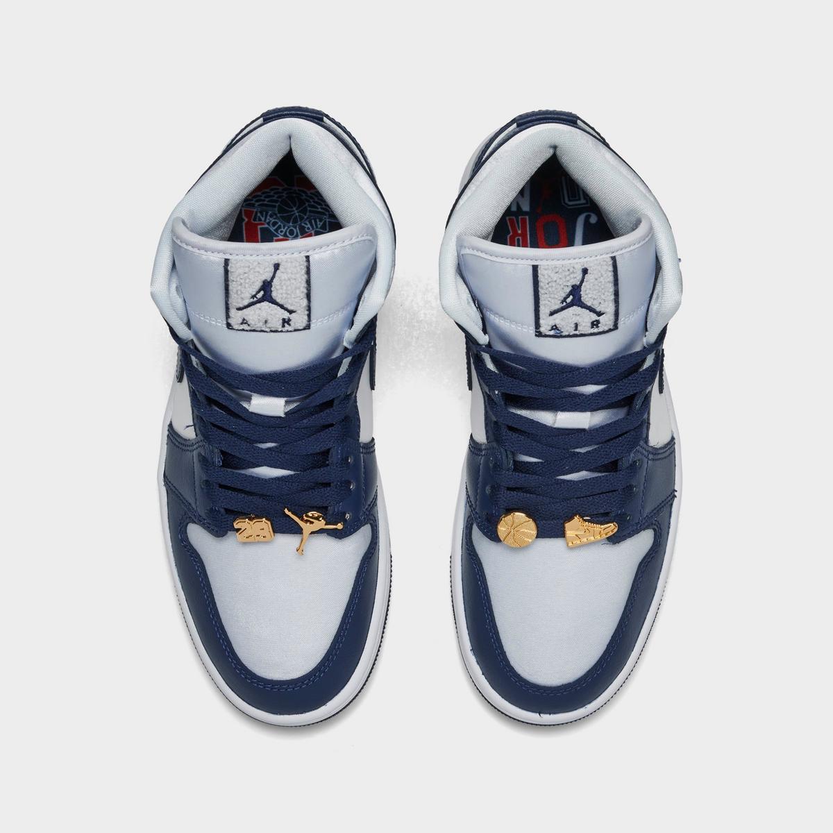 [fz8777-044] Womens Air Jordan Retro 1 Mid 'football Grey White Midnight Navy'
