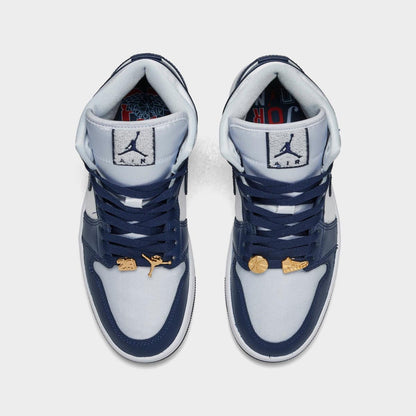 [fz8777-044] Womens Air Jordan Retro 1 Mid 'football Grey White Midnight Navy'