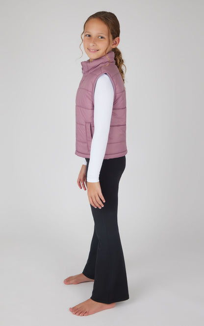 Girls Quilted Vest & Super Soft Top & Flare Legging Set
