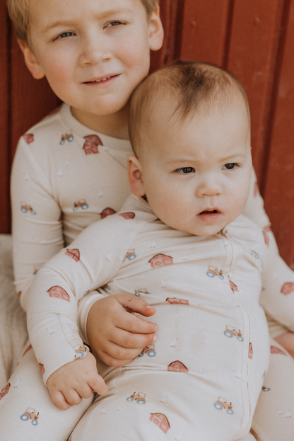 Modal Convertible Footy Pajamas in Farm
