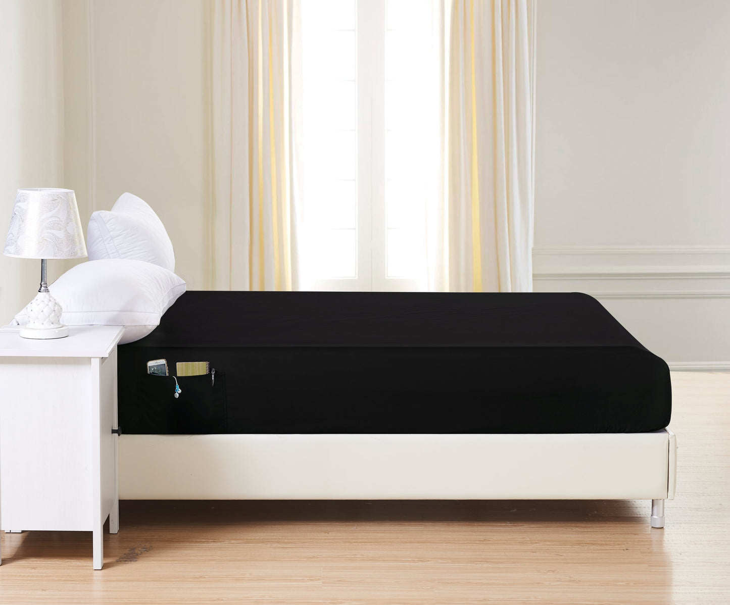 Elegant Comfort Elevated 6-Pack Deep Pocket Fitted Sheets - Double Sided Storage Pockets