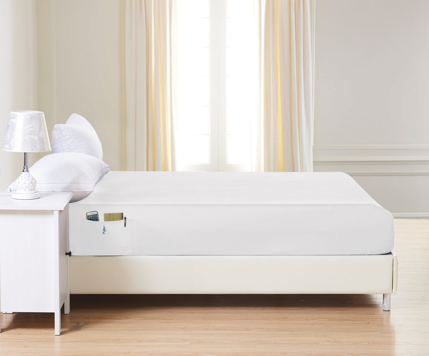 Elegant Comfort Elevated 6-Pack Deep Pocket Fitted Sheets - Double Sided Storage Pockets