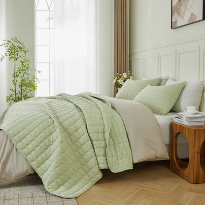 3-Piece Seersucker Textured Quilt & Sham Set