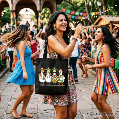 Cinco De Mayo Goose Mexican Tote Bag, Funny Fiesta  Gift Shopper