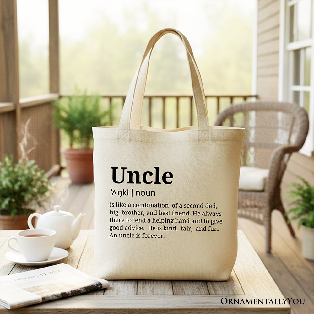 Uncle Definition Canvas Tote Bag, Funny Family Gift Shopper